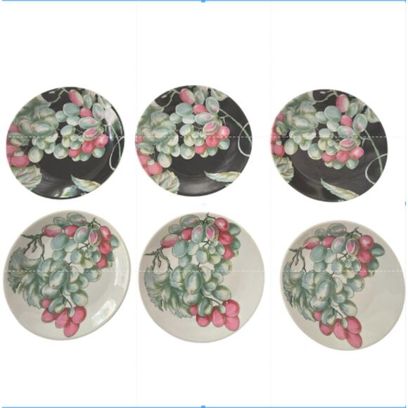VTG Philippe Deshoulieres Grape Harvest Limoges Cocktail Canape Plates- Set of 6 - Picture 1 of 6